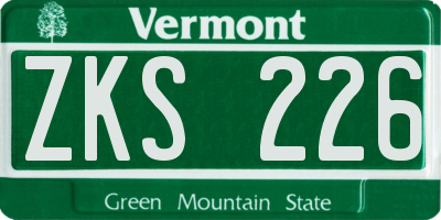 VT license plate ZKS226