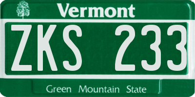 VT license plate ZKS233