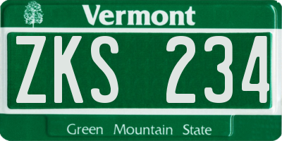 VT license plate ZKS234
