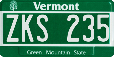 VT license plate ZKS235