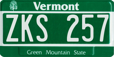 VT license plate ZKS257