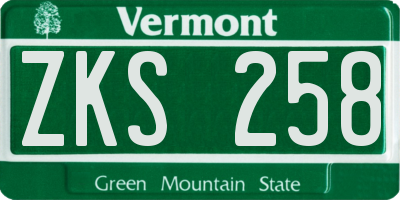 VT license plate ZKS258