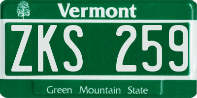 VT license plate ZKS259