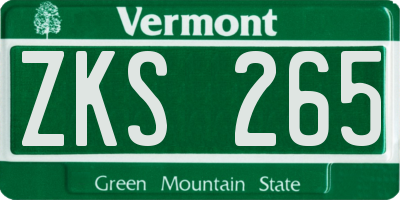 VT license plate ZKS265