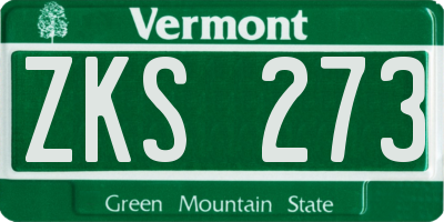 VT license plate ZKS273