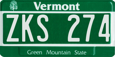 VT license plate ZKS274