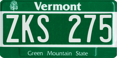 VT license plate ZKS275