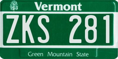 VT license plate ZKS281