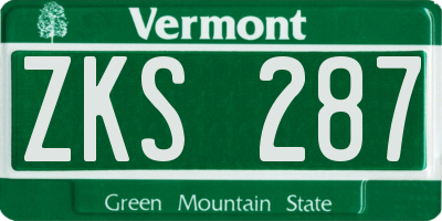 VT license plate ZKS287