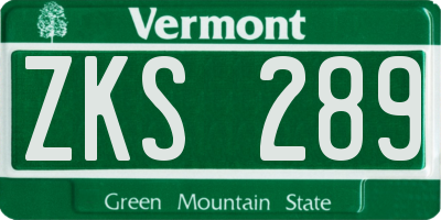 VT license plate ZKS289
