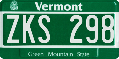 VT license plate ZKS298