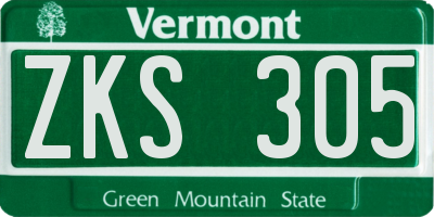 VT license plate ZKS305