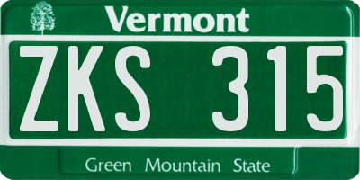 VT license plate ZKS315