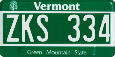 VT license plate ZKS334
