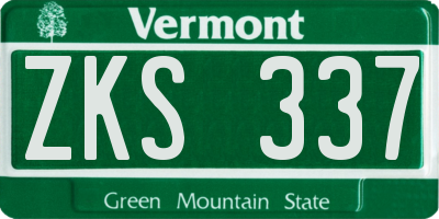 VT license plate ZKS337