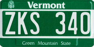 VT license plate ZKS340
