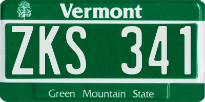 VT license plate ZKS341