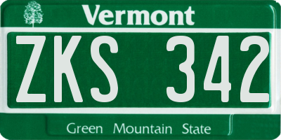 VT license plate ZKS342