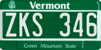 VT license plate ZKS346
