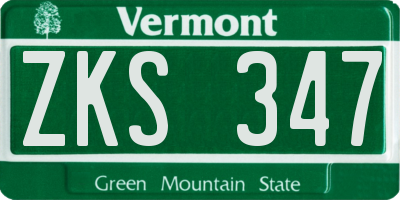 VT license plate ZKS347