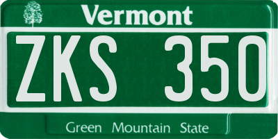 VT license plate ZKS350