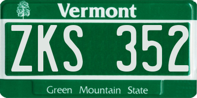 VT license plate ZKS352