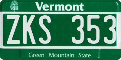 VT license plate ZKS353