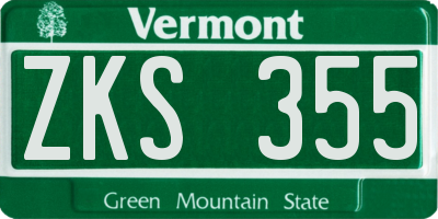 VT license plate ZKS355