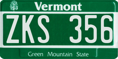 VT license plate ZKS356