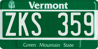 VT license plate ZKS359
