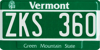 VT license plate ZKS360
