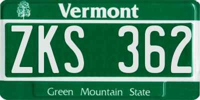 VT license plate ZKS362