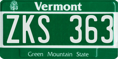 VT license plate ZKS363