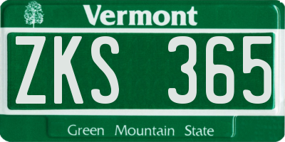 VT license plate ZKS365