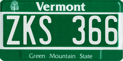VT license plate ZKS366