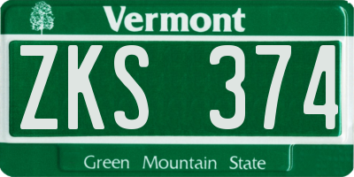 VT license plate ZKS374