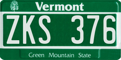 VT license plate ZKS376