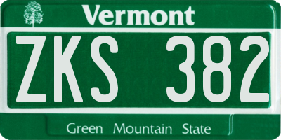 VT license plate ZKS382