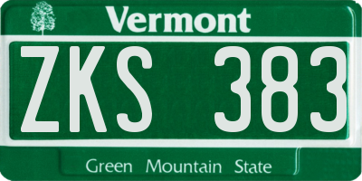 VT license plate ZKS383