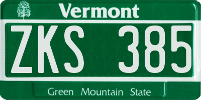 VT license plate ZKS385
