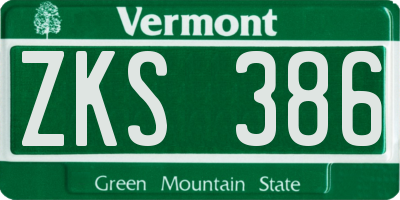 VT license plate ZKS386