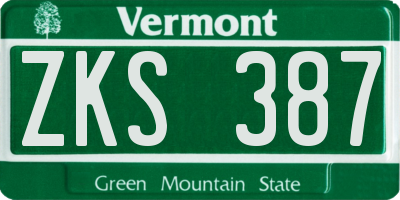 VT license plate ZKS387