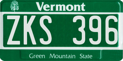 VT license plate ZKS396