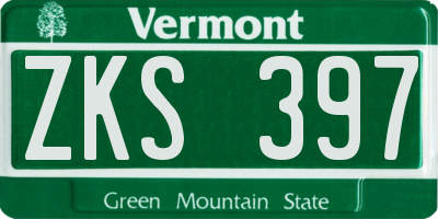 VT license plate ZKS397