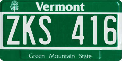 VT license plate ZKS416