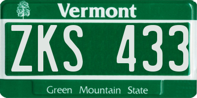 VT license plate ZKS433