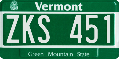 VT license plate ZKS451