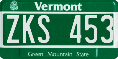 VT license plate ZKS453
