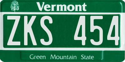 VT license plate ZKS454
