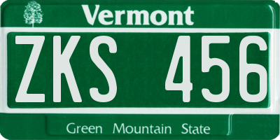 VT license plate ZKS456